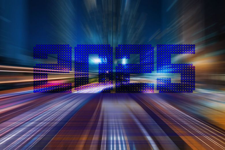 Die Zahl 2025 erscheint auf verschwommenem Hintergrund.