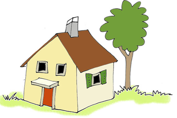 Cartoon-Zeichnung eines Einfamilienhauses. Illustration: Corinne Bromundt
