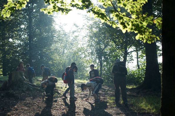 Kinder draussen im Wald